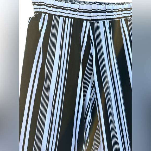 Simply Styled Black & White Striped Wide Leg Culotte Stretch Pants M - Picture 3 of 5